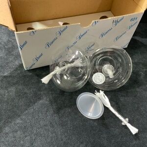 VINTAGE Set of 2 Princess House Crystal Floating Oil Lamps New In Box#601